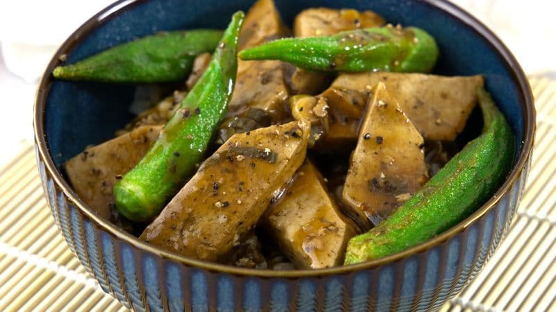 Tofu Adobo with Okra